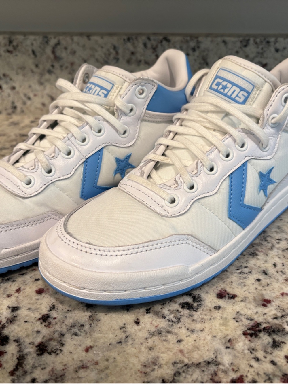 Converse Womens 6.5 White and Light Blue Low-Top Sneakers